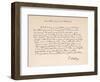 Letter of Thanks from the Italian Composer to a Friend Written in French-null-Framed Art Print