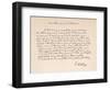 Letter of Thanks from the Italian Composer to a Friend Written in French-null-Framed Art Print