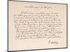 Letter of Thanks from the Italian Composer to a Friend Written in French-null-Mounted Art Print