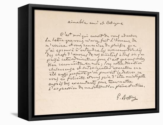 Letter of Thanks from the Italian Composer to a Friend Written in French-null-Framed Stretched Canvas