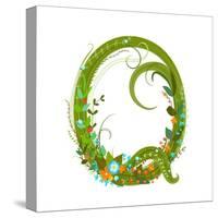 Letter Q Floral Latin Decorative Character Alphabet Lettering Sign. Colorful Hand Drawn Blooming Fl-Popmarleo-Stretched Canvas