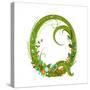 Letter Q Floral Latin Decorative Character Alphabet Lettering Sign. Colorful Hand Drawn Blooming Fl-Popmarleo-Stretched Canvas