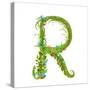 Letter R Floral Latin Decorative Character Alphabet Lettering Sign. Colorful Hand Drawn Blooming Fl-Popmarleo-Stretched Canvas