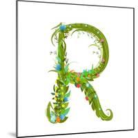 Letter R Floral Latin Decorative Character Alphabet Lettering Sign. Colorful Hand Drawn Blooming Fl-Popmarleo-Mounted Art Print