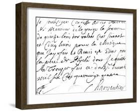 Letter Regarding the Music Composed by Charpentier for "Psyche" by Moliere 1684-Marc-antoine Charpentier-Framed Giclee Print