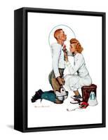 "Letter Sweater" (boy & girl), November 19,1938-Norman Rockwell-Framed Stretched Canvas