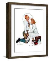 "Letter Sweater" (boy & girl), November 19,1938-Norman Rockwell-Framed Giclee Print