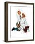 "Letter Sweater" (boy & girl), November 19,1938-Norman Rockwell-Framed Giclee Print