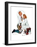 "Letter Sweater" (boy & girl), November 19,1938-Norman Rockwell-Framed Giclee Print