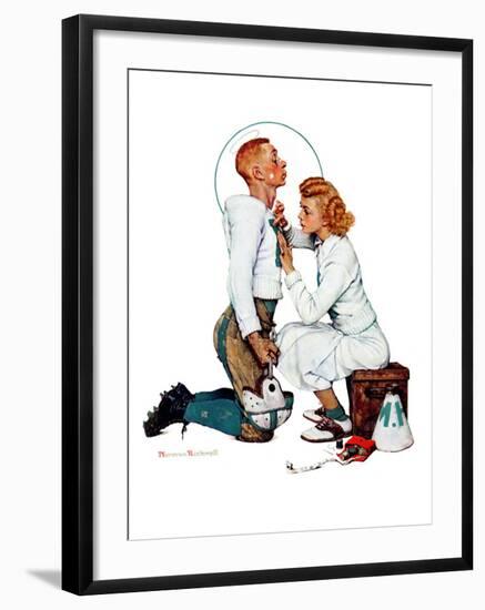 "Letter Sweater" (boy & girl), November 19,1938-Norman Rockwell-Framed Giclee Print