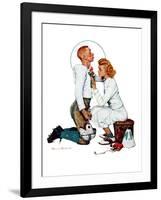 "Letter Sweater" (boy & girl), November 19,1938-Norman Rockwell-Framed Giclee Print