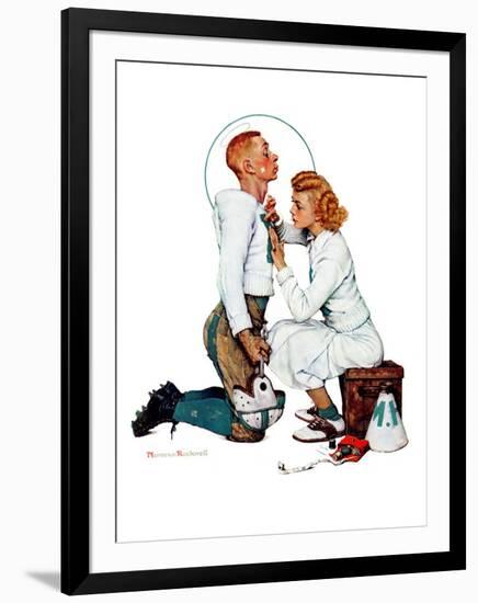 "Letter Sweater" (boy & girl), November 19,1938-Norman Rockwell-Framed Giclee Print