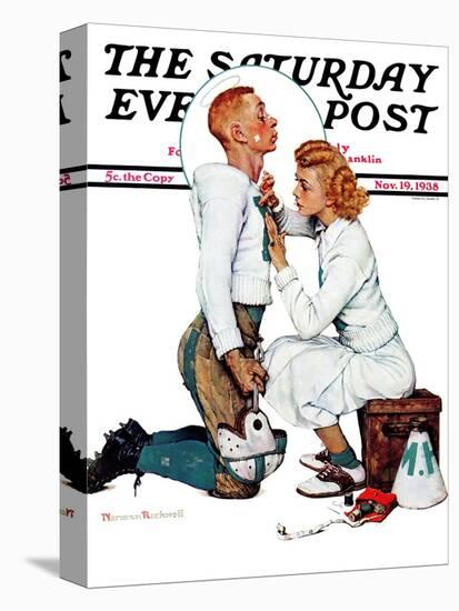 "Letter Sweater" (boy & girl) Saturday Evening Post Cover, November 19,1938-Norman Rockwell-Stretched Canvas