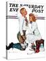 "Letter Sweater" (boy & girl) Saturday Evening Post Cover, November 19,1938-Norman Rockwell-Stretched Canvas