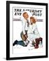 "Letter Sweater" (boy & girl) Saturday Evening Post Cover, November 19,1938-Norman Rockwell-Framed Giclee Print