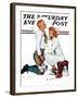 "Letter Sweater" (boy & girl) Saturday Evening Post Cover, November 19,1938-Norman Rockwell-Framed Giclee Print