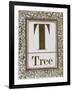 Letter T: Tree. Gold Letter With Decorative Border-null-Framed Giclee Print