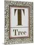 Letter T: Tree. Gold Letter With Decorative Border-null-Mounted Giclee Print