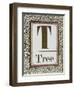 Letter T: Tree. Gold Letter With Decorative Border-null-Framed Giclee Print