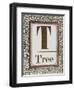 Letter T: Tree. Gold Letter With Decorative Border-null-Framed Giclee Print