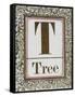 Letter T: Tree. Gold Letter With Decorative Border-null-Framed Stretched Canvas