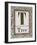 Letter T: Tree. Gold Letter With Decorative Border-null-Framed Giclee Print