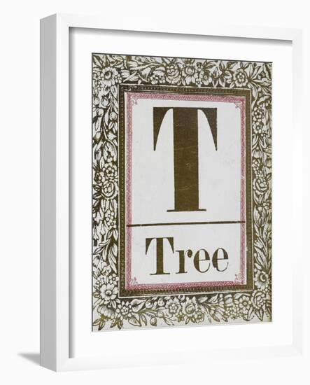 Letter T: Tree. Gold Letter With Decorative Border-null-Framed Giclee Print