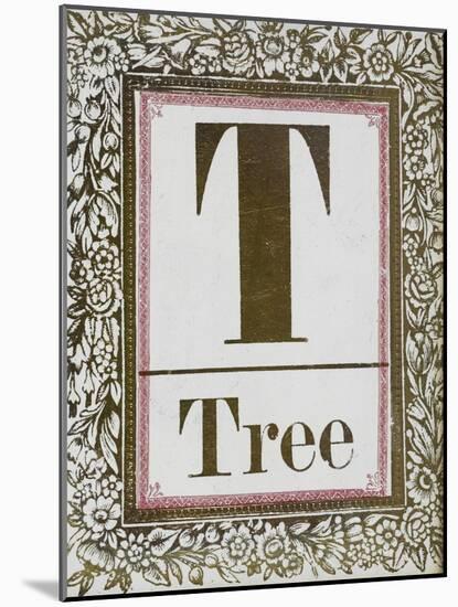 Letter T: Tree. Gold Letter With Decorative Border-null-Mounted Giclee Print