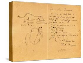 Letter to Emile Bernard with Three Ink Sketches, Noting the Death of 'Vincent', Tahiti, 1890S-Emile Bernard-Stretched Canvas