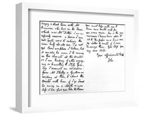 Letter to His Younger Sister, Fanny Keats, Mentioning That He Is Staying as a Guest of Mrs…-John Keats-Framed Giclee Print