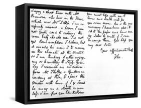 Letter to His Younger Sister, Fanny Keats, Mentioning That He Is Staying as a Guest of Mrs…-John Keats-Framed Stretched Canvas