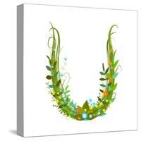 Letter U Floral Latin Decorative Character Alphabet Lettering Sign. Colorful Hand Drawn Blooming Fl-Popmarleo-Stretched Canvas