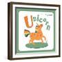 Letter U - Unicorn-Baksiabat-Framed Art Print