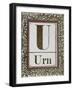 Letter U: Urn. Gold Letter With Decorative Border-null-Framed Giclee Print