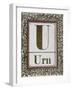Letter U: Urn. Gold Letter With Decorative Border-null-Framed Giclee Print