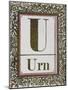 Letter U: Urn. Gold Letter With Decorative Border-null-Mounted Giclee Print