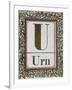 Letter U: Urn. Gold Letter With Decorative Border-null-Framed Giclee Print