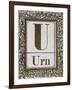 Letter U: Urn. Gold Letter With Decorative Border-null-Framed Giclee Print