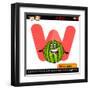 Letter W With Watermelon Cartoon Illustration-Igor Zakowski-Framed Art Print