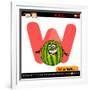 Letter W With Watermelon Cartoon Illustration-Igor Zakowski-Framed Art Print