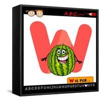 Letter W With Watermelon Cartoon Illustration-Igor Zakowski-Framed Stretched Canvas