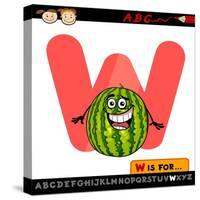 Letter W With Watermelon Cartoon Illustration-Igor Zakowski-Stretched Canvas