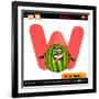 Letter W With Watermelon Cartoon Illustration-Igor Zakowski-Framed Premium Giclee Print