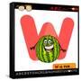 Letter W With Watermelon Cartoon Illustration-Igor Zakowski-Framed Stretched Canvas