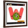 Letter W With Watermelon Cartoon Illustration-Igor Zakowski-Framed Art Print