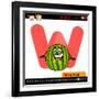 Letter W With Watermelon Cartoon Illustration-Igor Zakowski-Framed Art Print