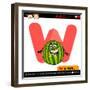 Letter W With Watermelon Cartoon Illustration-Igor Zakowski-Framed Art Print