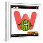 Letter W With Watermelon Cartoon Illustration-Igor Zakowski-Framed Art Print