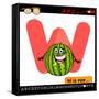 Letter W With Watermelon Cartoon Illustration-Igor Zakowski-Framed Stretched Canvas