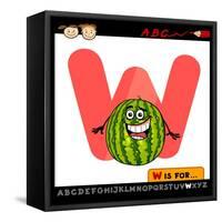 Letter W With Watermelon Cartoon Illustration-Igor Zakowski-Framed Stretched Canvas